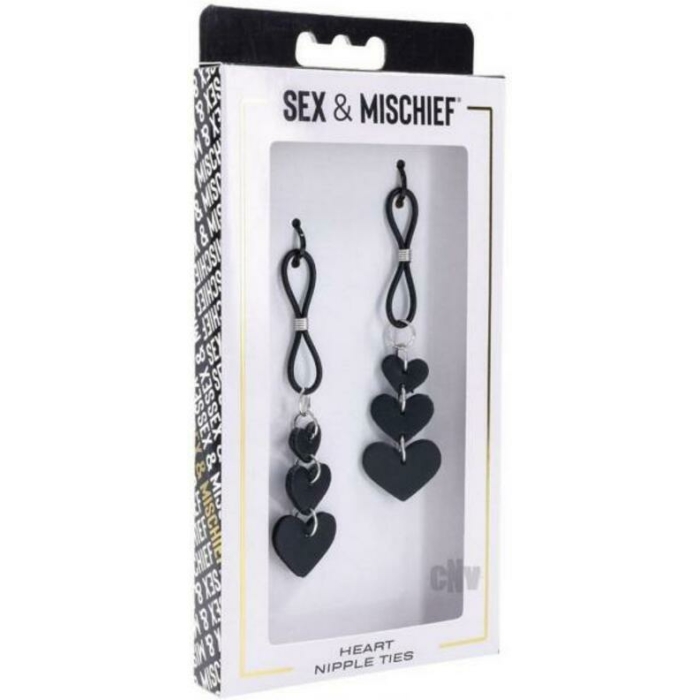 Sandm Heart Nipple Ties Blk/slv - Image 1