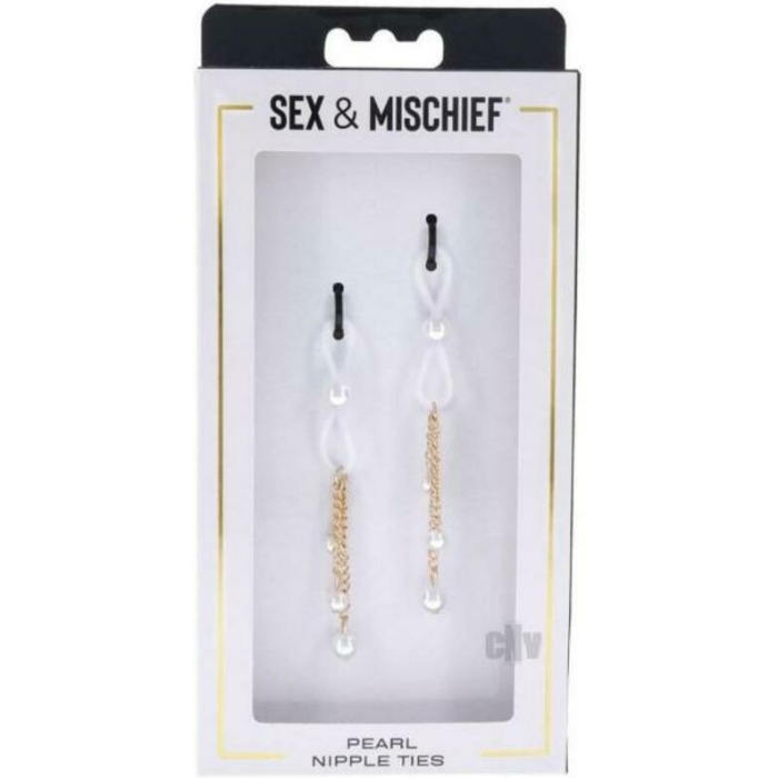 Sandm Pearl Nipple Ties Wht/gld - Image 1