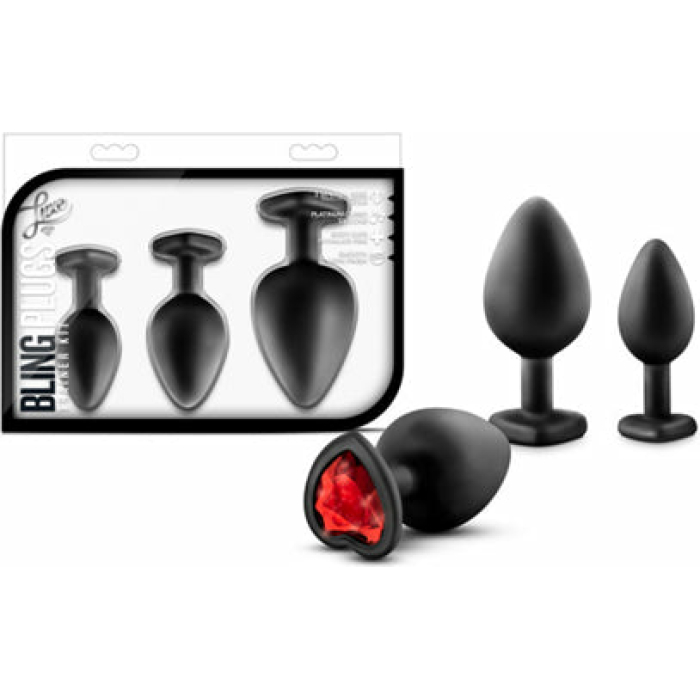 Blush Luxe Bling Plugs Training Kit - Black w/Red Gems - Image 1