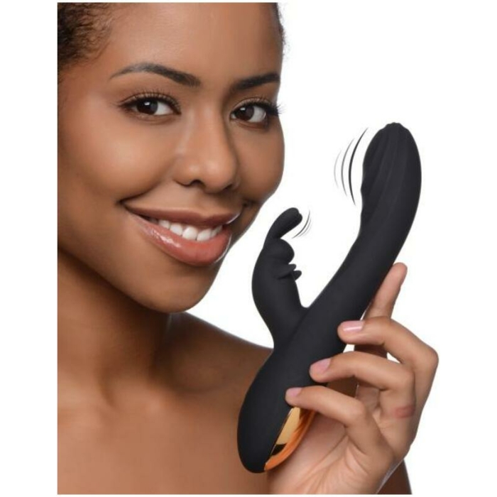 Power Bunny Cuddles Rabbit Vibe Silicone Rechargeable Black - Image 1