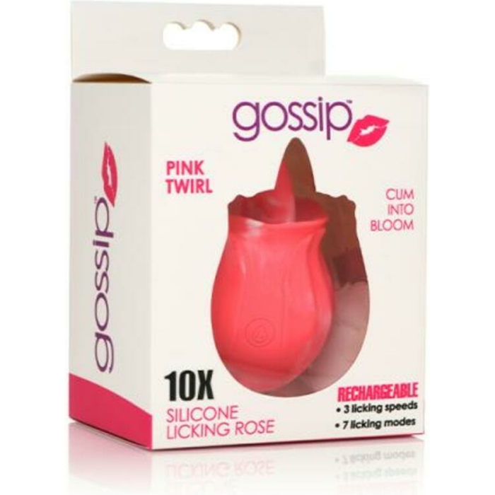 Gossip Tongue Tickler 10 Function Rechargeable Silicone Licking Rose Pink - Image 1