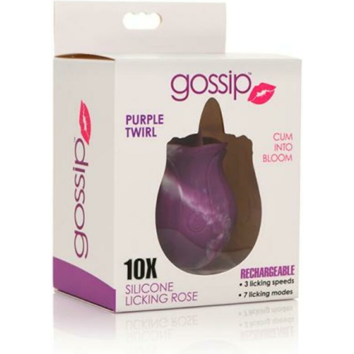 Gossip Tongue Tickler 10 Function Rechargeable Silicone Licking Rose Purple - Image 1