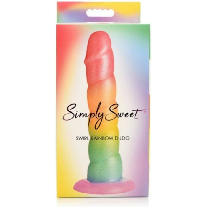 Simply Sweet Swirl 6.5 In. Silicone Dildo Rainbow - Image 1