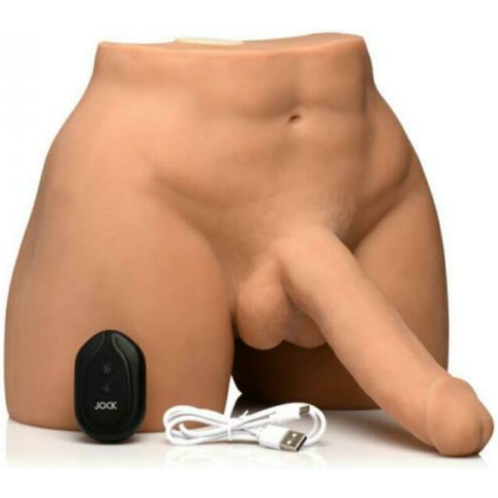 Jock Vibrating & Squeezing Male Masturbator With Posable 7 In. Dildo Medium - Image 1