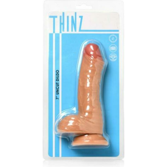 Thinz Uncut 6.4 In. Dildo With Balls Light - Image 1