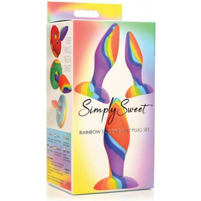 Curve Toys Simply Sweet Rainbow Silicone Butt Plug Set - Image 1