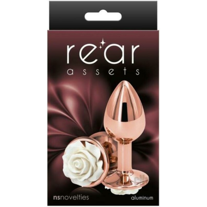 Rear Assets Rose Anal Plug - Small - White - Image 1