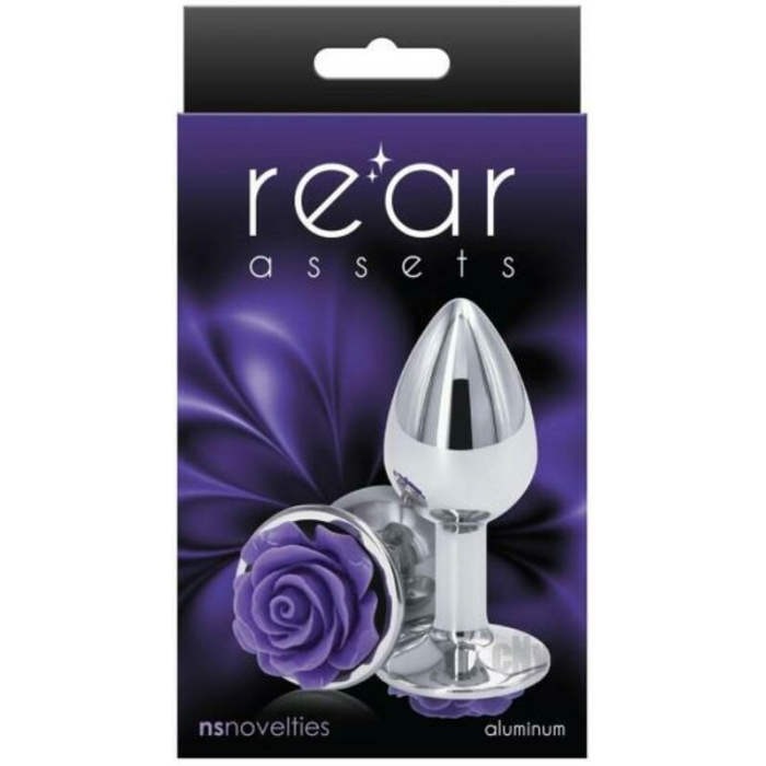 Rear Assets Rose Anal Plug - Small - Purple - Image 1