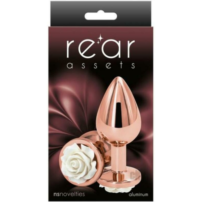 Rear Assets Rose Anal Plug - Medium - White - Image 1
