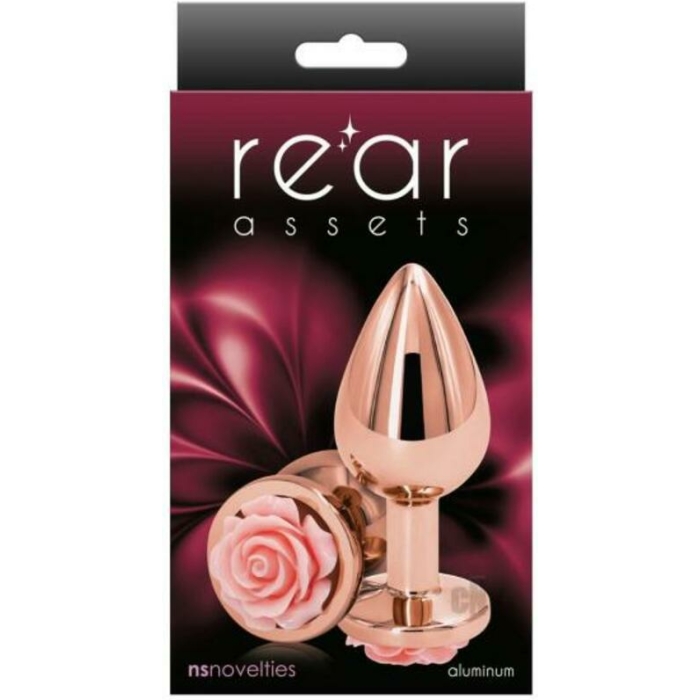 Rear Assets Rose Anal Plug - Medium - Pink - Image 1
