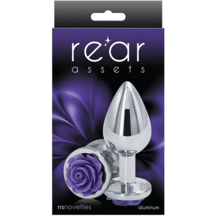 Rear Assets Rose Anal Plug - Medium - Purple - Image 1