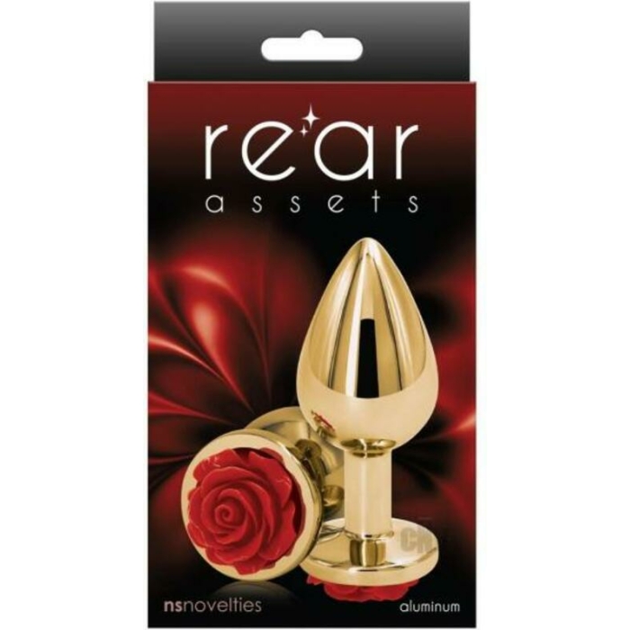 Rear Assets Rose Anal Plug - Medium - Red - Image 1