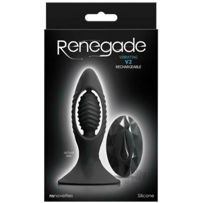 Renegade V2 Rechargeable Anal Plug With Remote - Black - Image 1