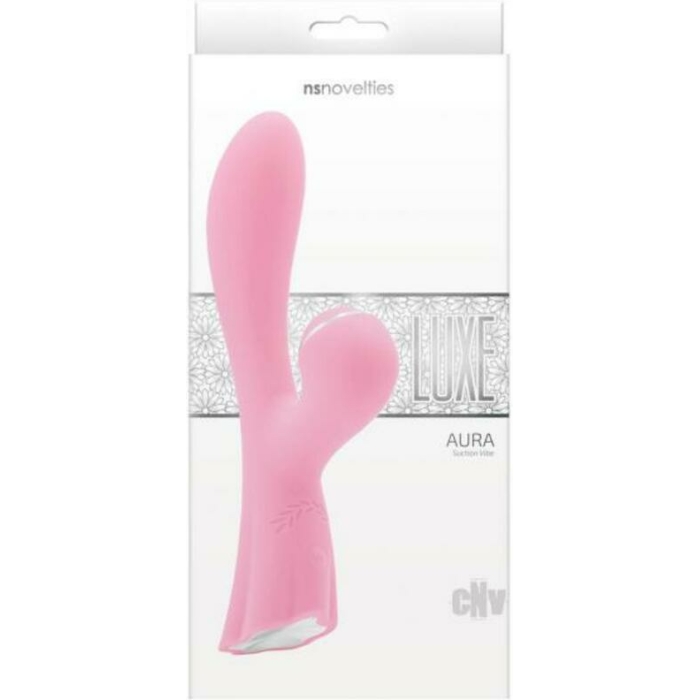 Luxe Aura Rechargeable Suction Dual Stimulator - Pink - Image 1