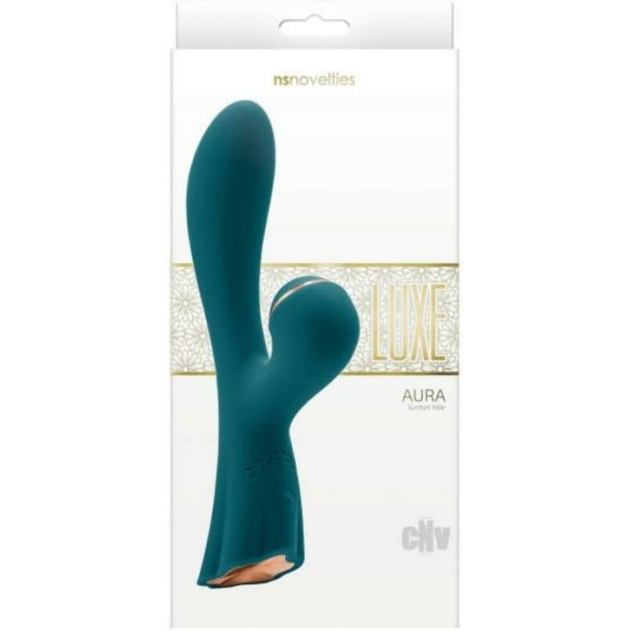 Luxe Aura Rechargeable Suction Dual Stimulator - Green - Image 1
