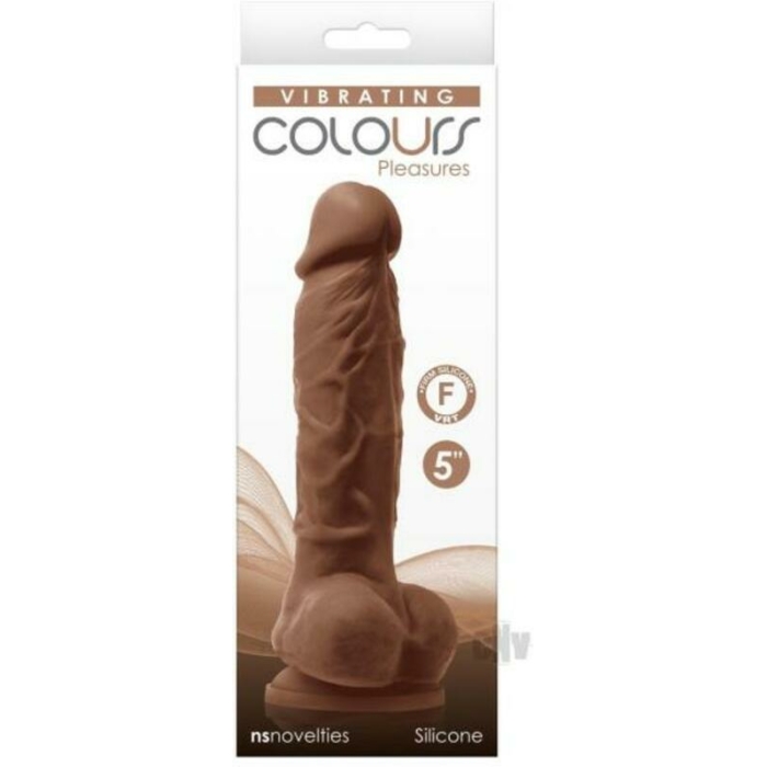 Colours Pleasures Vibrating 5" Dildo - Brown - Image 1