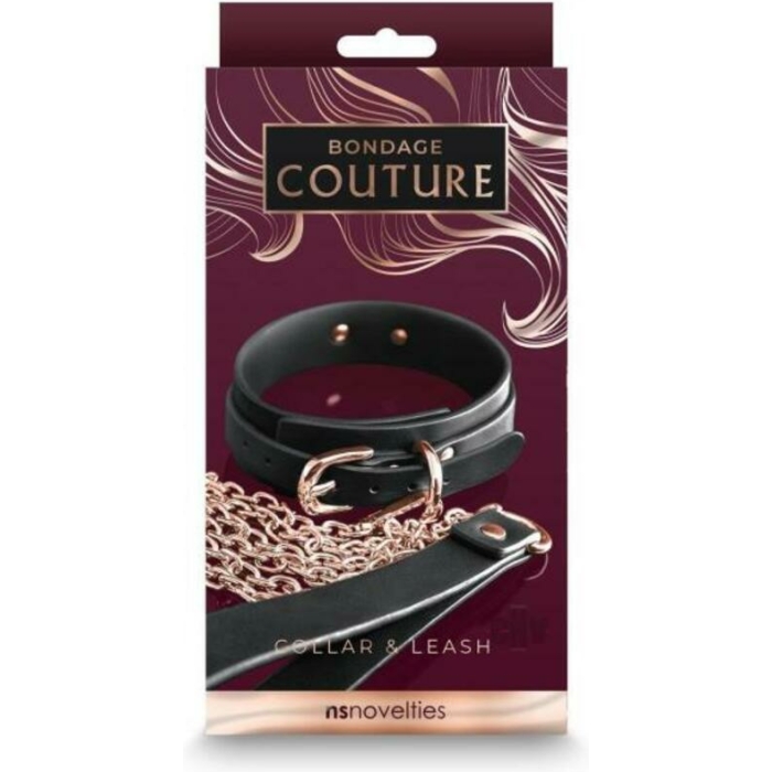 Bondage Couture Collar and Leash Black - Image 1