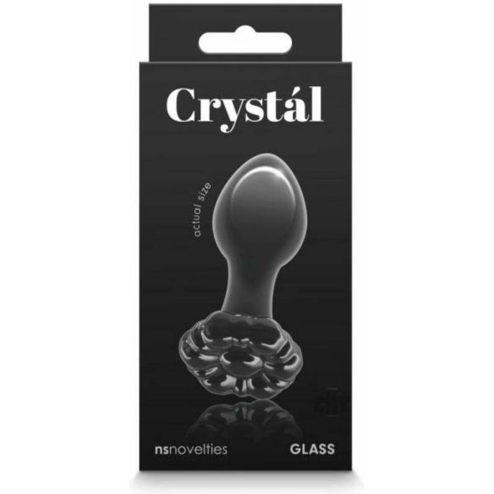 Crystal Flower Glass Anal Plug Black - Image 1