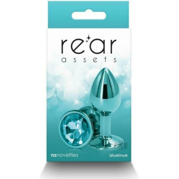 Rear Assets Metal Anal Plug Small Teal - Image 1