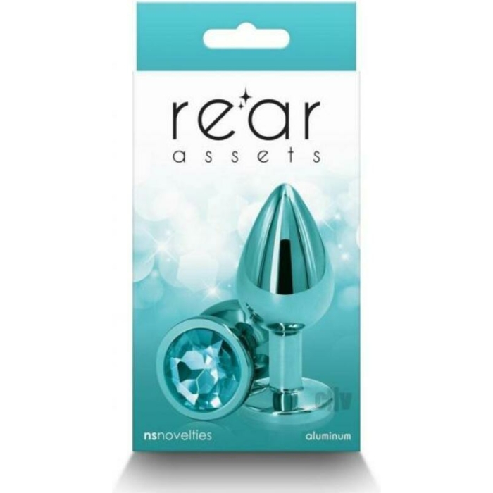 Rear Assets Metal Anal Plug Medium Teal - Image 1
