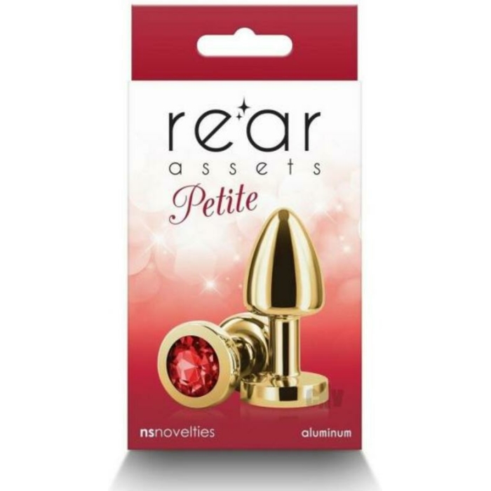 Rear Assets Petite Metal Anal Plug Gold/red - Image 1