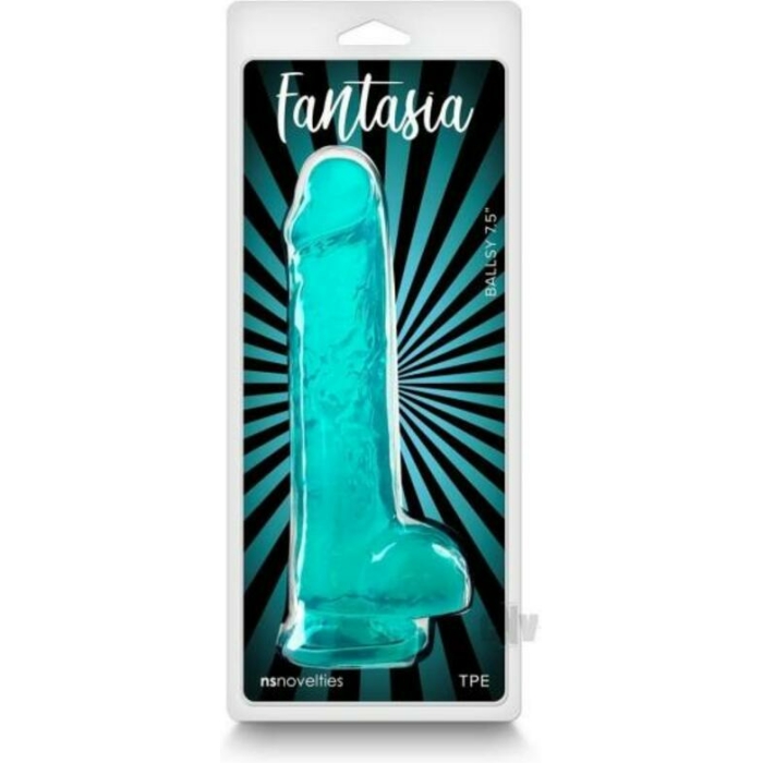 Fantasia Ballsy 7.5 In. Jelly Dildo Teal - Image 1