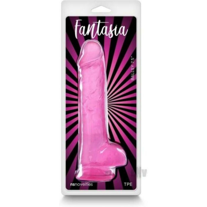Fantasia Ballsy 7.5 In. Jelly Dildo Pink - Image 1