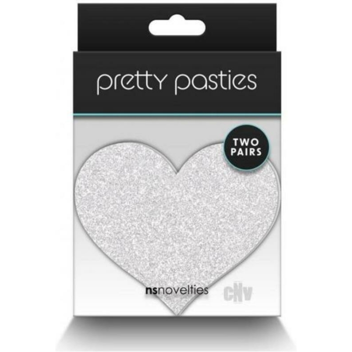 Pretty Pasties Glitter Hearts Red/silver 2 Pair - Image 1