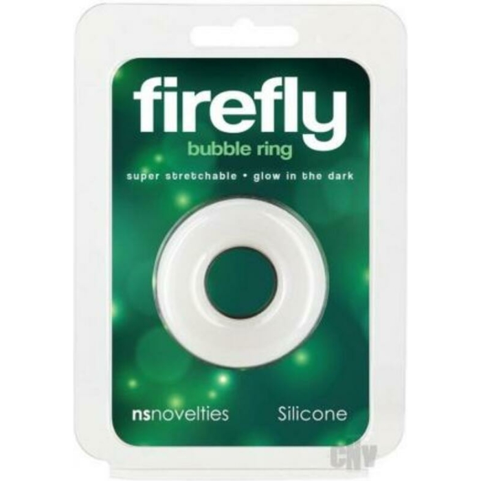 Firefly Glow In The Dark Bubble Cock Ring - Small, White - Image 1