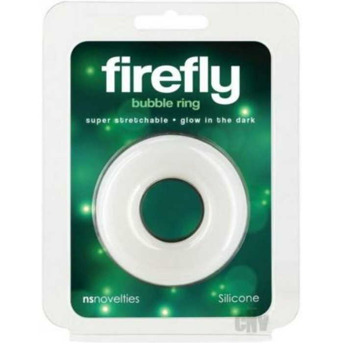 Firefly Glow In The Dark Bubble Cock Ring - Large, White - Image 1