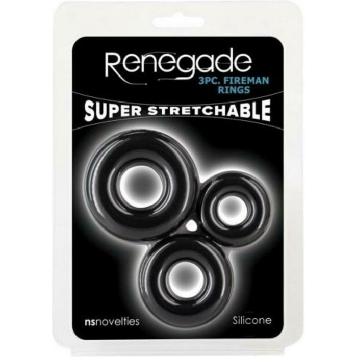 Renegade Fireman Rings 3-piece Cock Ring Kit Black - Image 1