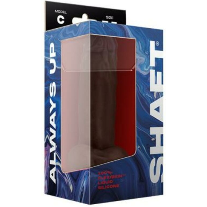 Shaft Model C Liquid Silicone Dong With Balls 7.5 In. Mahogany - Image 3