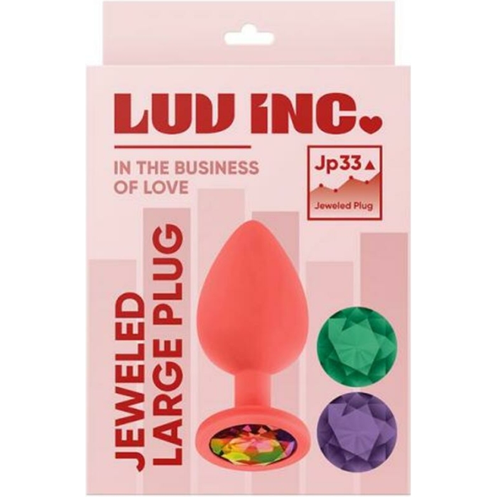Luv Inc Jp33 Jeweled Large Plug With 3 Stones Coral - Image 1