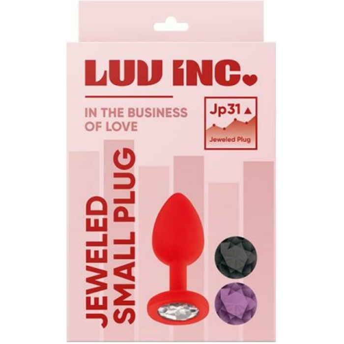 Luv Inc Jp31 Jeweled Small Plug With 3 Stones Red - Image 1