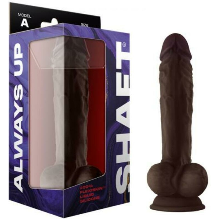 Shaft Model A Liquid Silicone 10.5 In. Dildo With Balls Mahogany - Image 1