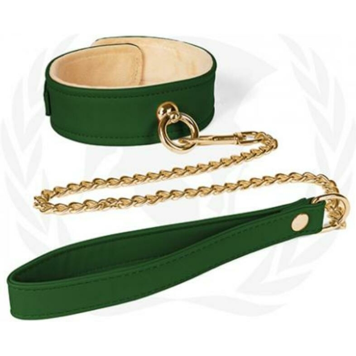 Spartacus Plush Lined Pu Collar And Chain Leash - Image 1