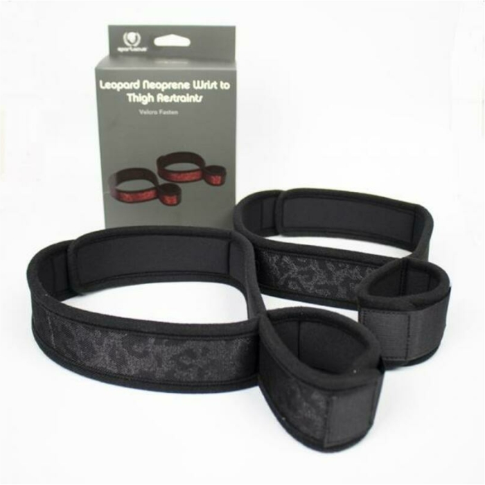 Spartacus  Wrist To Thigh Cuffs Neoprene Black - Image 1