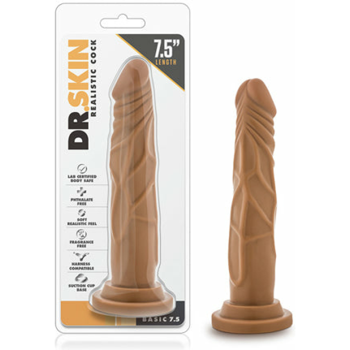 Blush Dr. Skin Realistic Cock Basic 7.5 - Mocha - Image 1