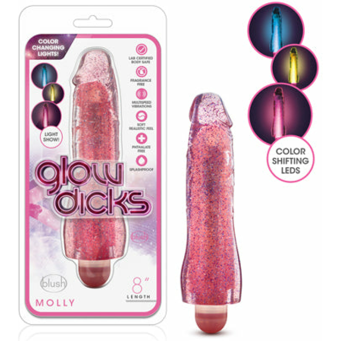 Blush Glow Dicks Glitter Vibrator Molly - Pink - Image 1