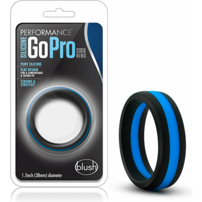Blush Performance Silicone Go Pro Cock Ring - Black/Blue - Image 1