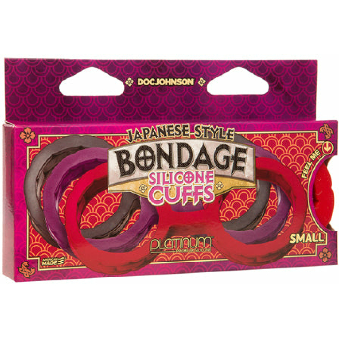 Japanese Bondage Silicone Cuffs Small - Red - Image 1