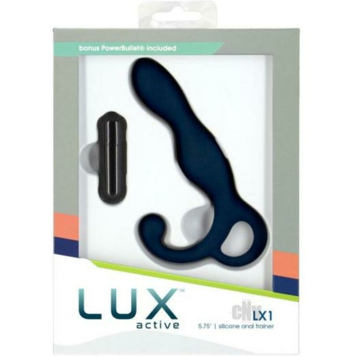 Lux Active Lx1 5.75 In. Anal Trainer Silicone With Power Bullet Dark Blue - Image 1