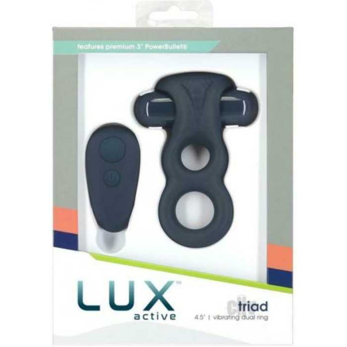 Lux Active Triad 4.5 In. Vibrating Dual Ring Silicone Black - Image 1