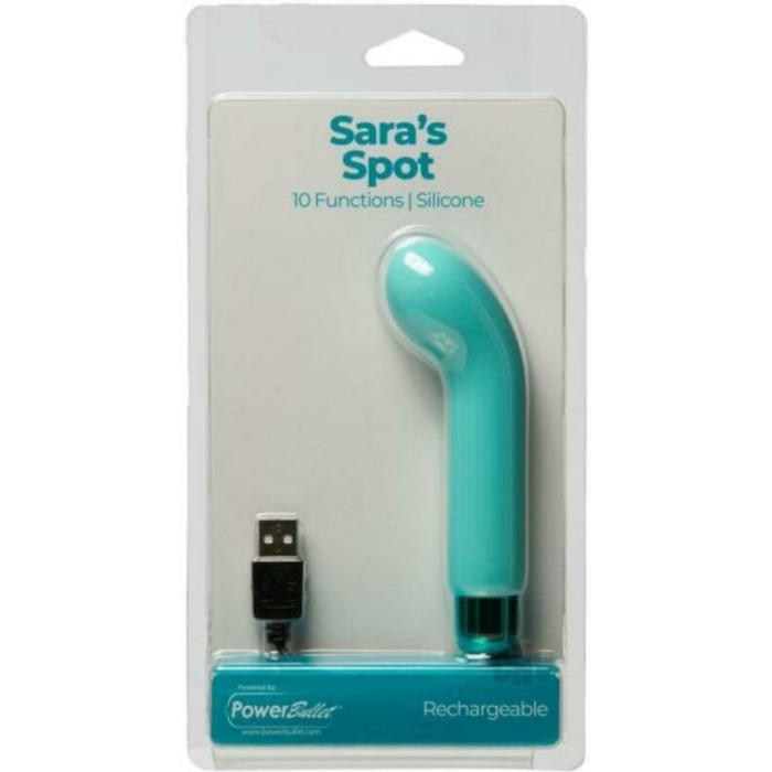Sara's Spot Rechargeable Bullet With Removable G-spot Sleeve Teal - Image 1