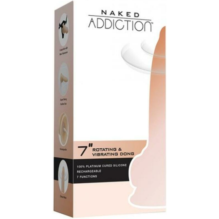 Naked Addiction Rotating & Vibrating Dong With Remote 7" Vanilla - Image 1