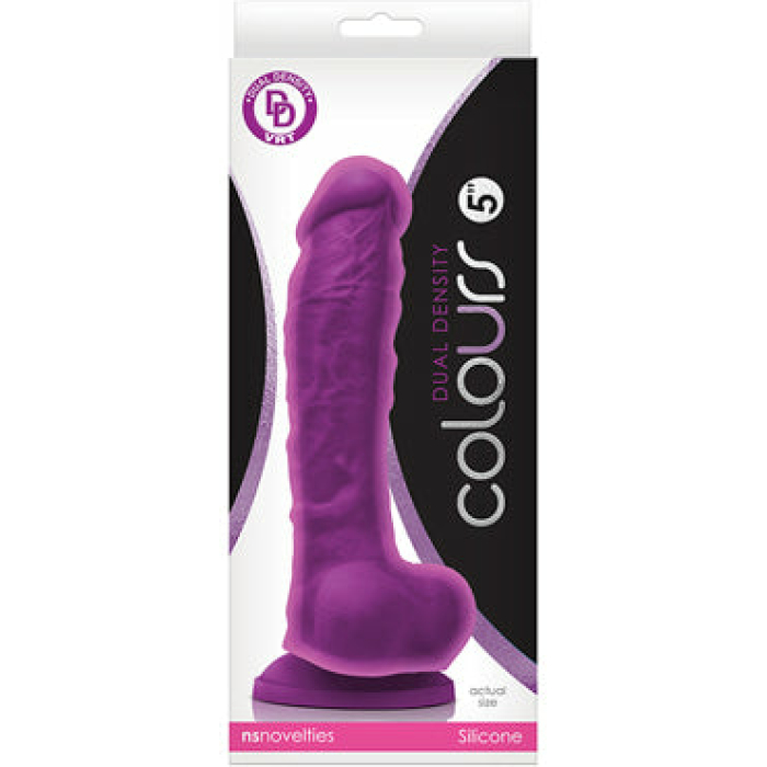 Colours Dual Density 5 Dong w/Balls & Suction Cup - Purple - Image 1