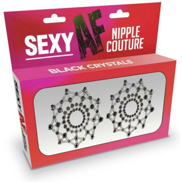 Sexy Af Nipple Couture Black Crystals Pasties - Image 1