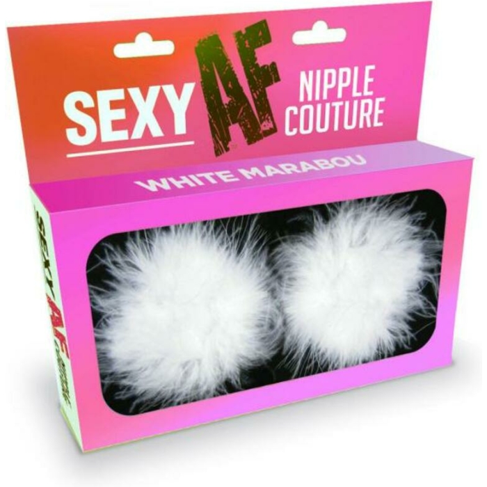 Sexy Af Nipple Couture White Marabou Pasties - Image 1
