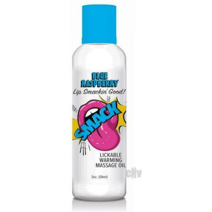 Smack Lickable Massage Oil Blue Raspberry 2 Oz. - Image 1