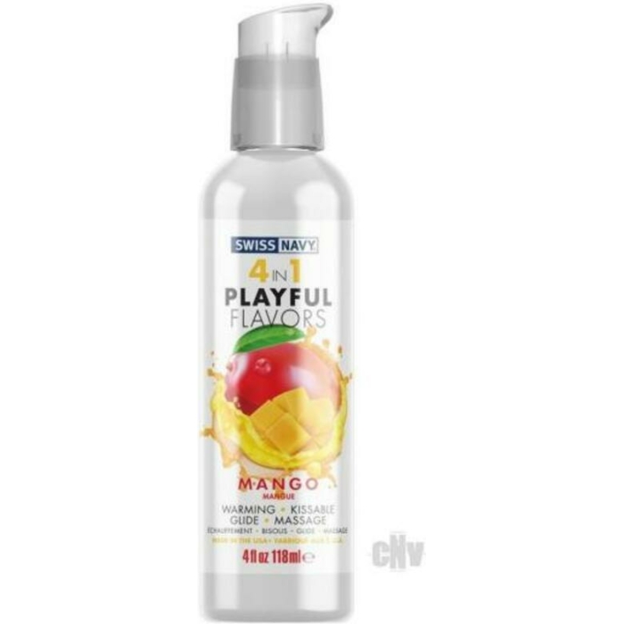 Swiss Navy 4 In 1 Playful Flavors Mango 4 Oz. - Image 1